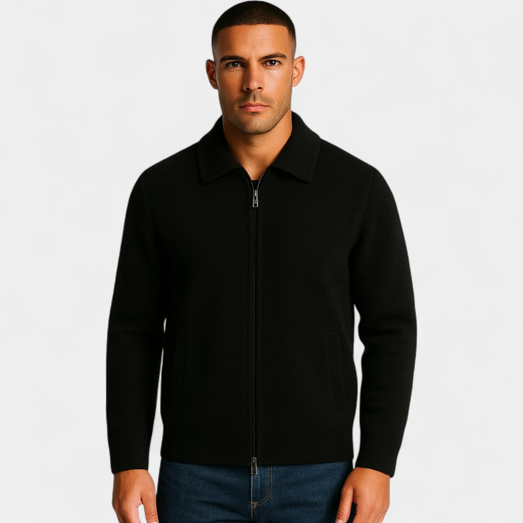 Cardigan uomo con zip in merino – spesso, minimal, quotidiano