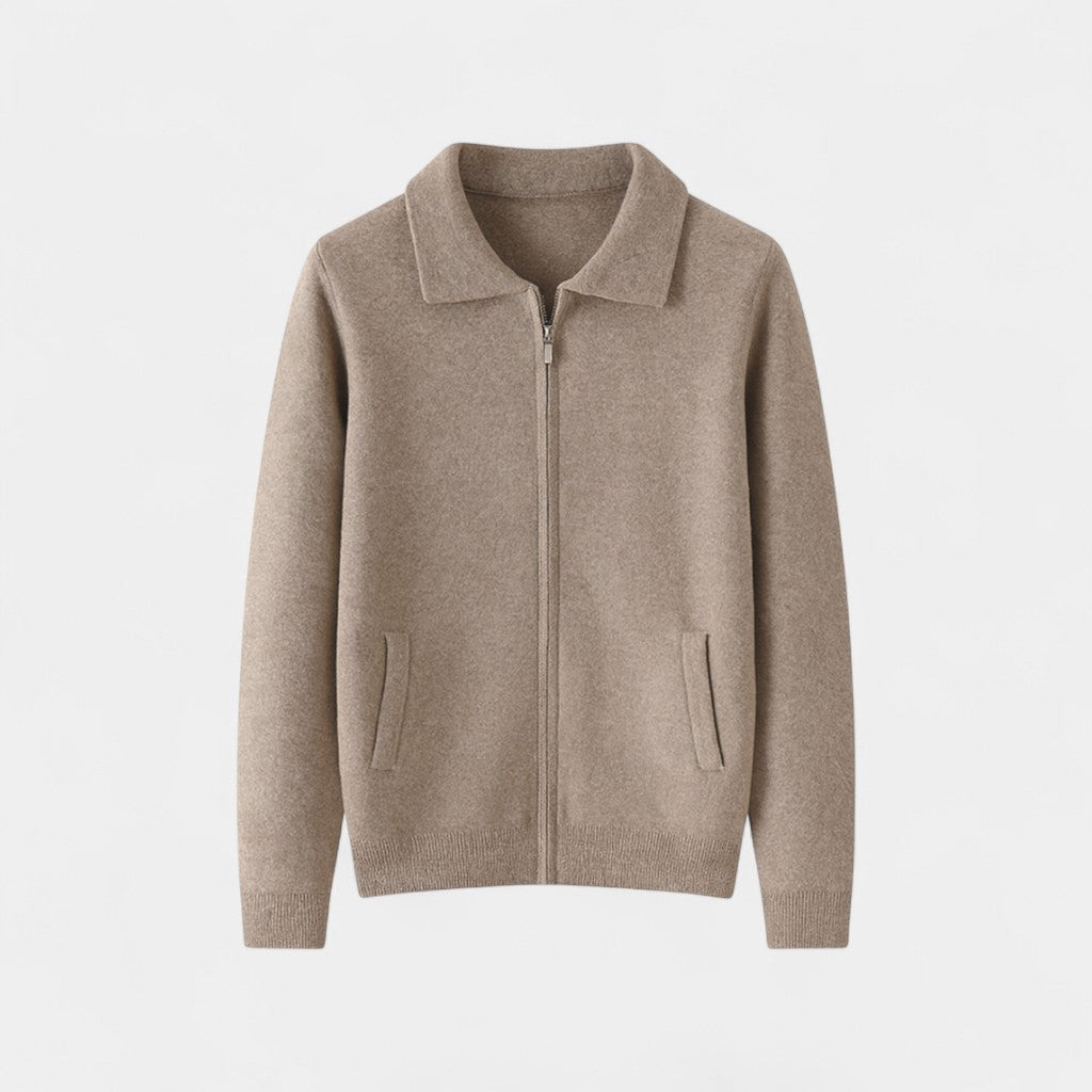 Cardigan uomo con zip in merino – spesso, minimal, quotidiano