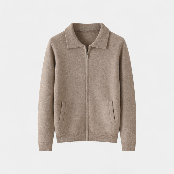 Cardigan uomo con zip in merino – spesso, minimal, quotidiano