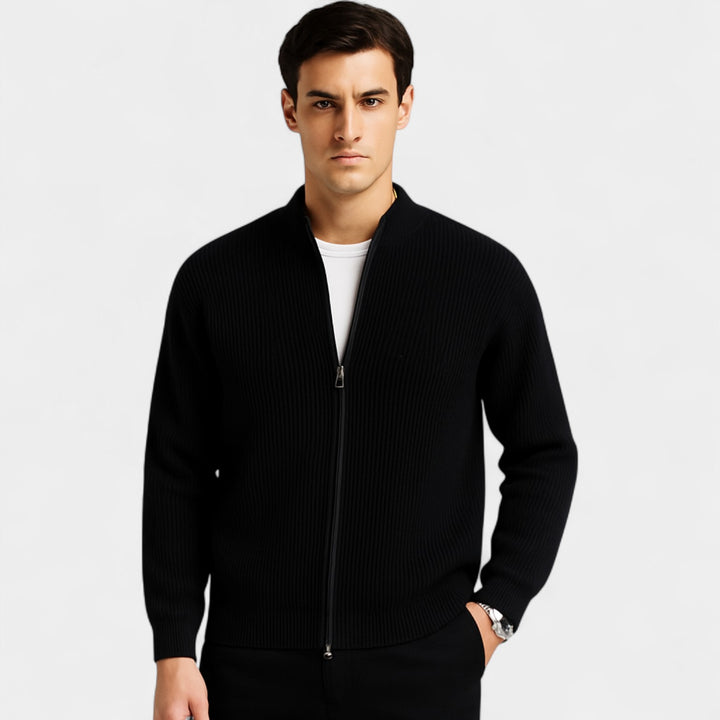 Herre cardigan i strik slim fit – minimalistisk hverdagslag