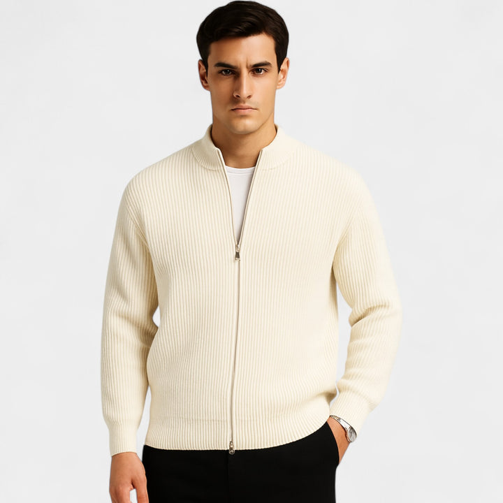 Herre cardigan i strik slim fit – minimalistisk hverdagslag