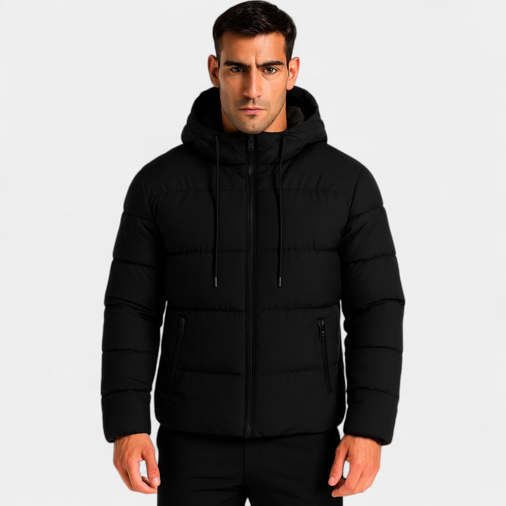Piumino con cappuccio uomo piuma – spesso, caldo, casual