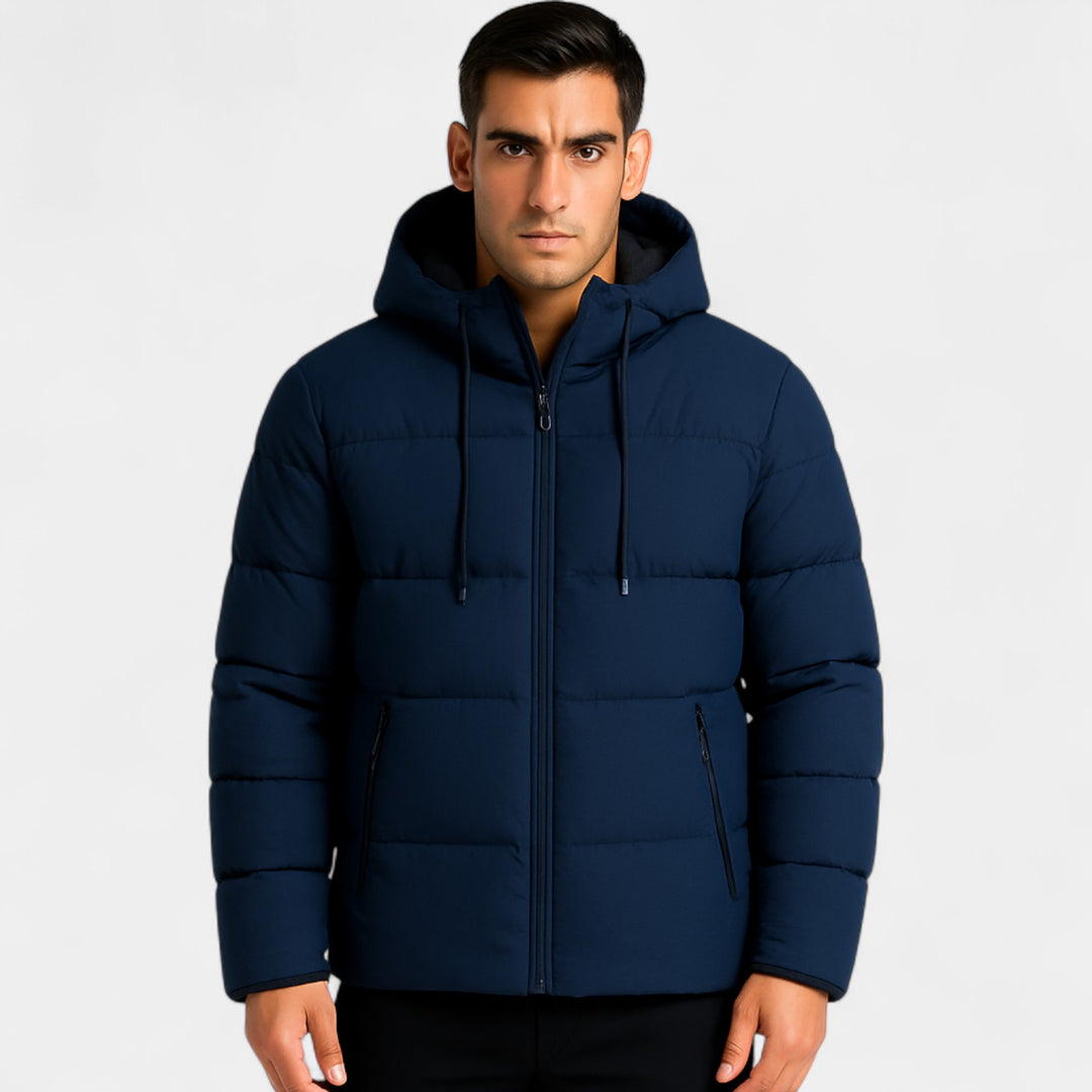 Piumino con cappuccio uomo piuma – spesso, caldo, casual