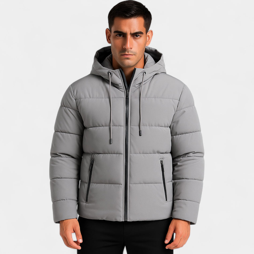 Piumino con cappuccio uomo piuma – spesso, caldo, casual