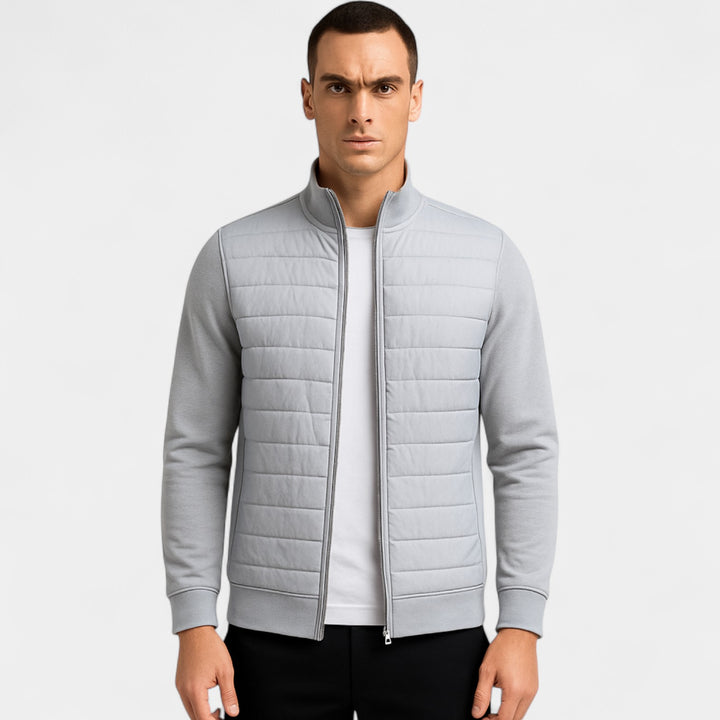 Gestrickte Herrenjacke aus Baumwoll-Polyester – leichter Stehkragen
