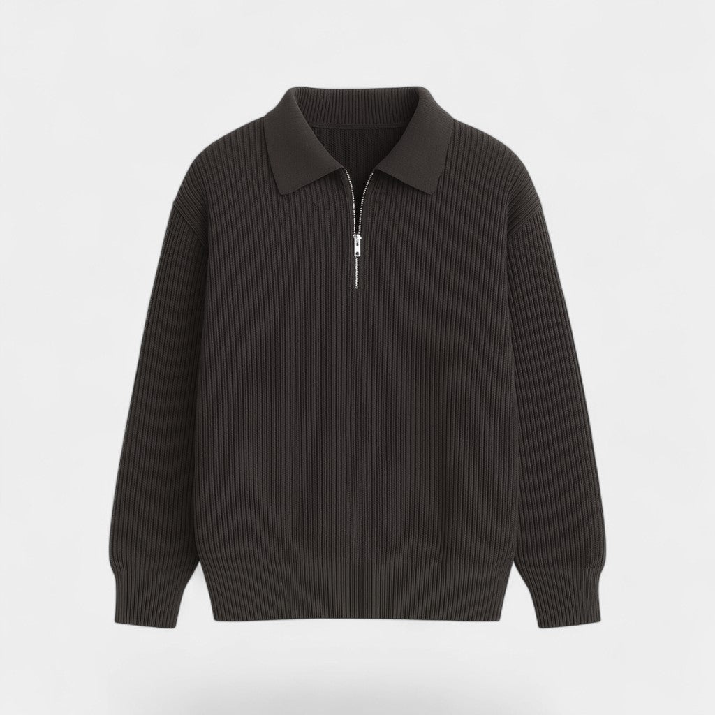 Herren Strickpullover mit Reißverschluss – trendiger weiter Schnitt