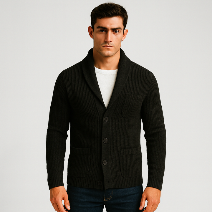 Herren Wollstrickcardigan mit V-Ausschnitt – minimalistischer, zeitloser Stil