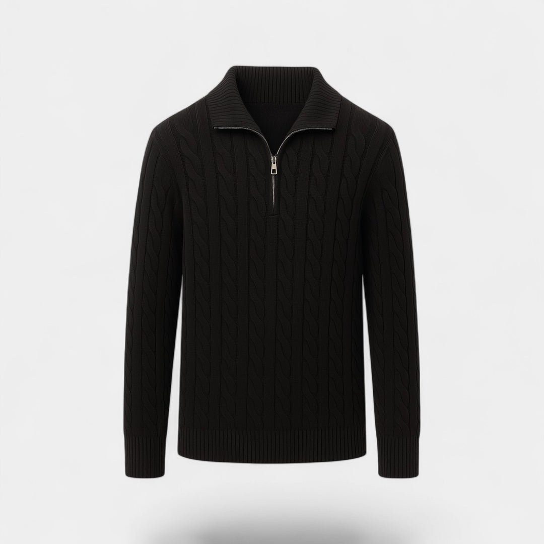 Herren Pullover mit Viertel-Reißverschluss Baumwollstrick – raffinierter minimalistischer Alltagsstil