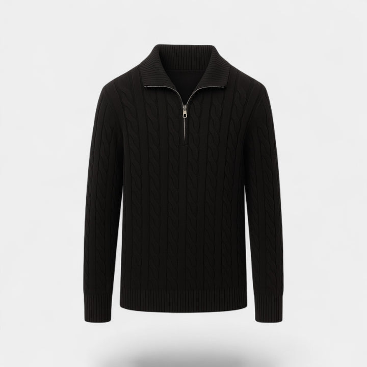 Herren Pullover mit Viertel-Reißverschluss Baumwollstrick – raffinierter minimalistischer Alltagsstil