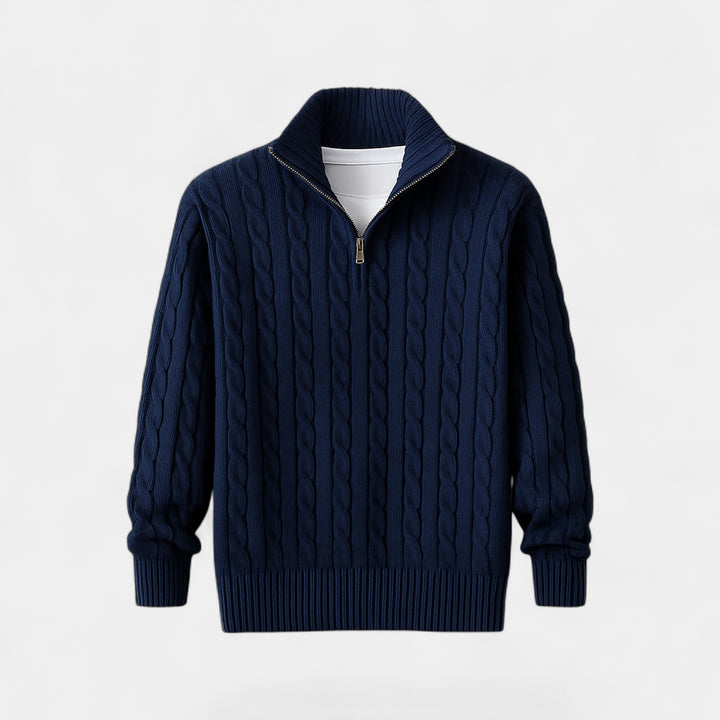 Herren Pullover mit Viertel-Reißverschluss Baumwollstrick – raffinierter minimalistischer Alltagsstil