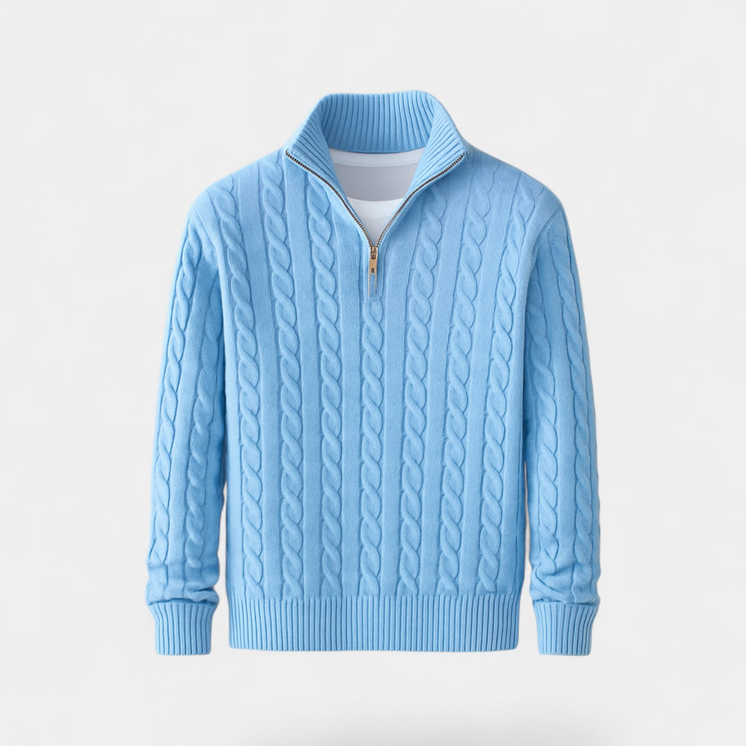Herren Pullover mit Viertel-Reißverschluss Baumwollstrick – raffinierter minimalistischer Alltagsstil