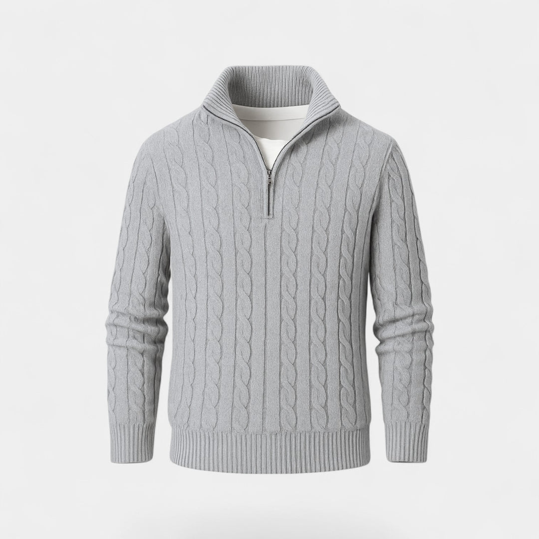 Herren Pullover mit Viertel-Reißverschluss Baumwollstrick – raffinierter minimalistischer Alltagsstil