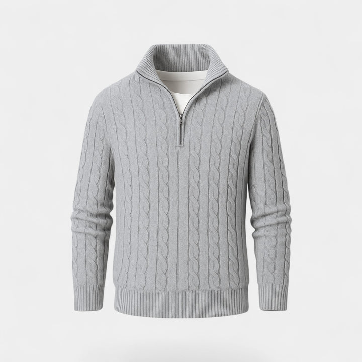 Herren Pullover mit Viertel-Reißverschluss Baumwollstrick – raffinierter minimalistischer Alltagsstil