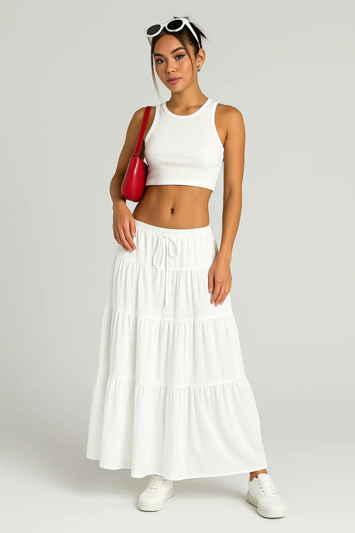 Women's Long Skirt with Laces – Loose and Flowing Fit