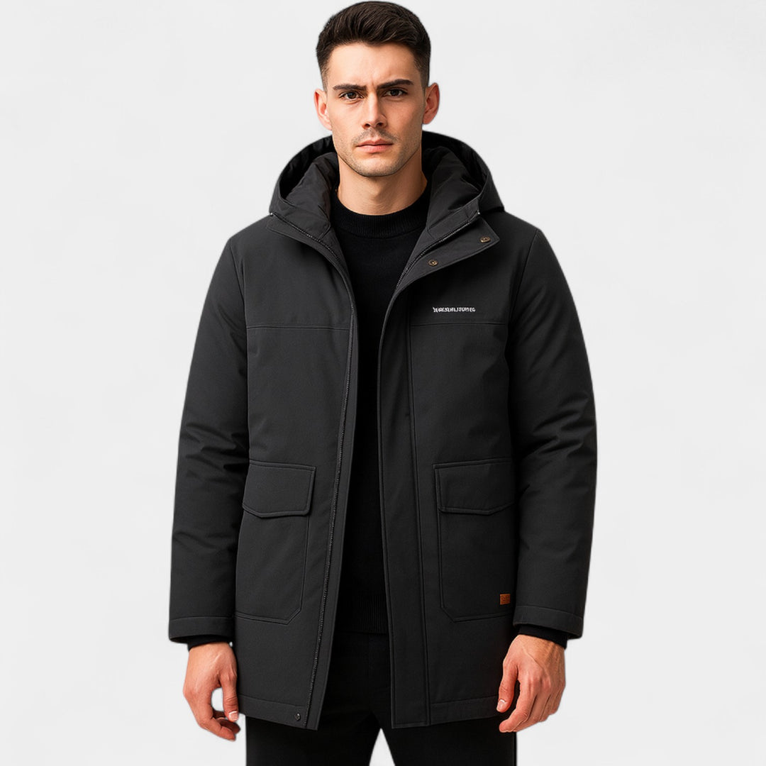 Herre parka i bomuld – quiltet velourfor