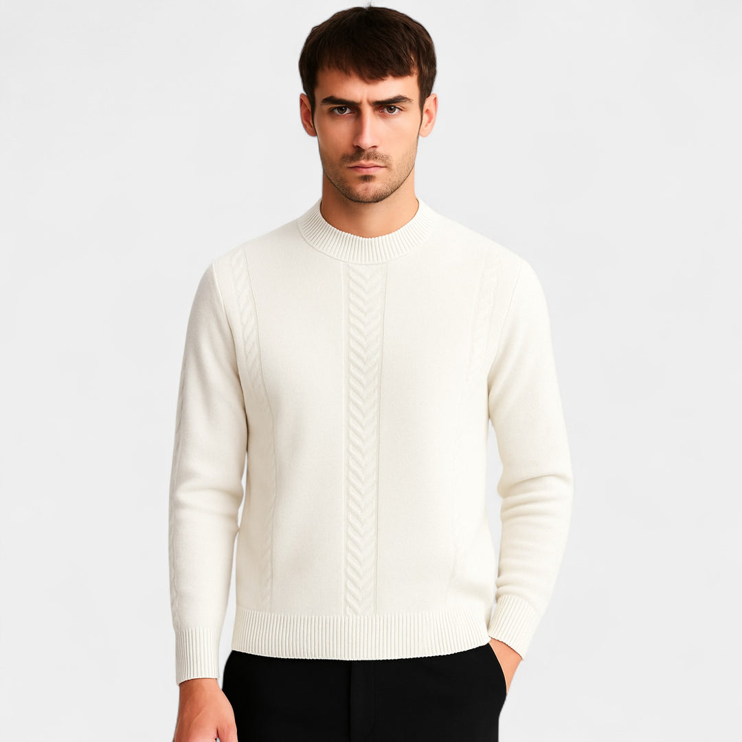 Herren Pullover mit halboffenem Kragen aus Kaschmir – minimalistische Luxusstrickware