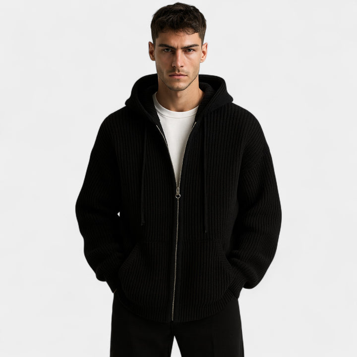 Herren Strickweste mit Kapuze und Reißverschluss – elegante, legere Raffinesse