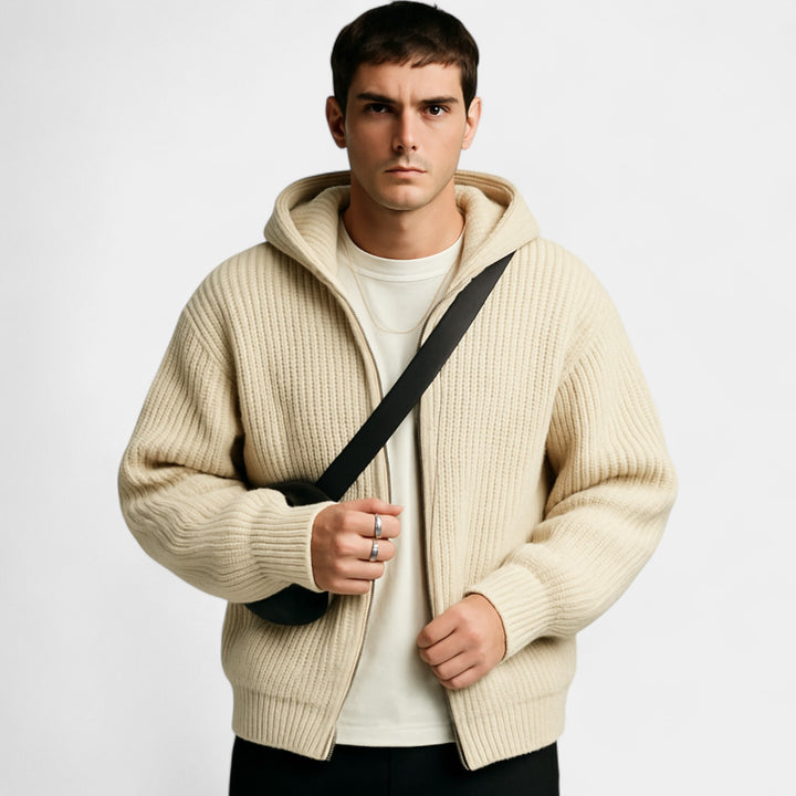 Herren Strickweste mit Kapuze und Reißverschluss – elegante, legere Raffinesse