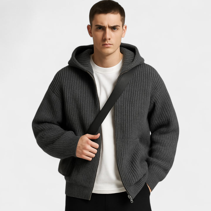 Herren Strickweste mit Kapuze und Reißverschluss – elegante, legere Raffinesse