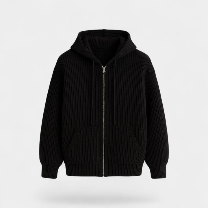 Herren Strickweste mit Kapuze und Reißverschluss – elegante, legere Raffinesse