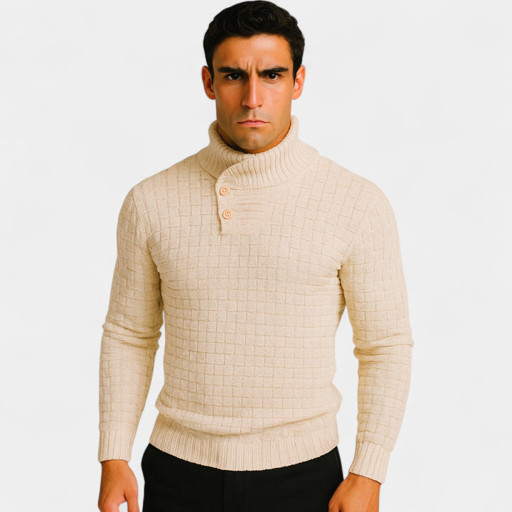 Herren Rollkragenpullover aus Baumwolle – Slim Fit mit Knopfdetail