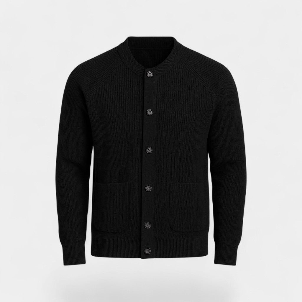 Herren-Cardigan aus Strick – Rundhals mit Knöpfen