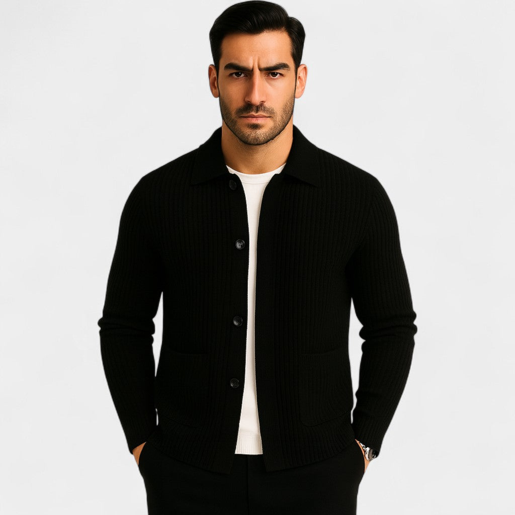 Herren-Cardigan aus gestrickter Baumwolle – klassisch, fein geknöpft