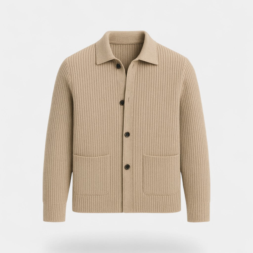 Herren-Cardigan aus gestrickter Baumwolle – klassisch, fein geknöpft