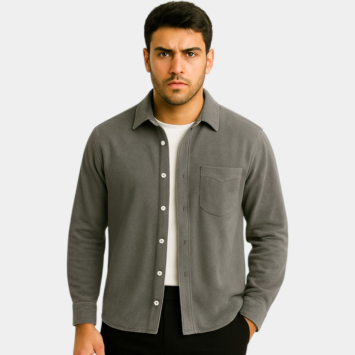 Camicia uomo cotone maniche lunghe – Spazzolata aderente casual