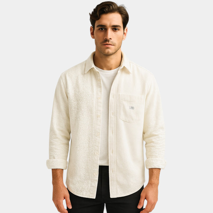Camicia uomo cotone maniche lunghe – Spazzolata aderente casual