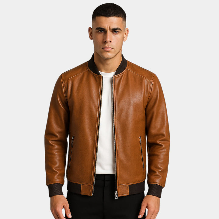 Herrenlederjacke im koreanischen Stil – minimalistische Passform