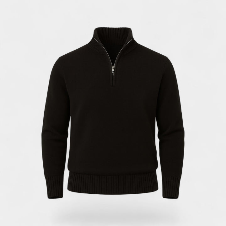 Herrenpullover mit Viertel-Reißverschluss aus thermischer Baumwollmischung – raffinierter Winter-Basic