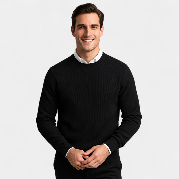 Herrenpullover aus Baumwolle mit Rundhalsausschnitt – minimalistische Passform