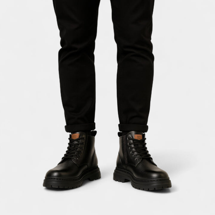 Retro Herrenstiefel aus PU-Leder – dicke, halbhohe Sohle