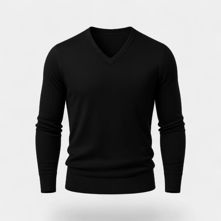 Herrenpullover mit V-Ausschnitt – schlanke Passform aus technischem Strick
