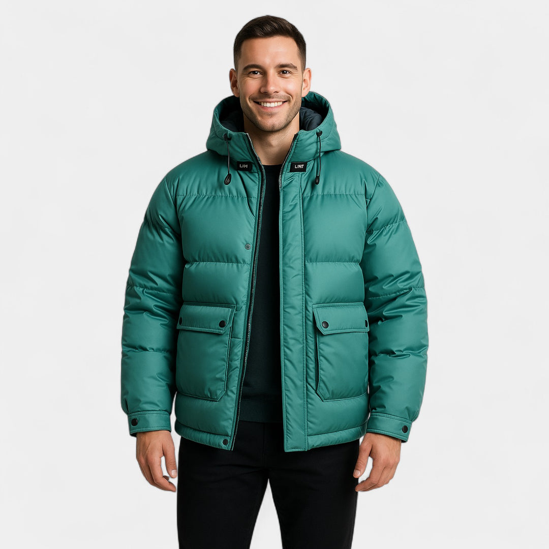 Piumino uomo con cappuccio in piuma mista – caldo, raffinato, silhouette invernale