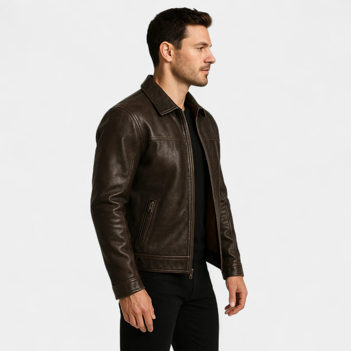 Giacca uomo in pelle di vitello opaca vintage – raffinata, decisa, silhouette quotidiana