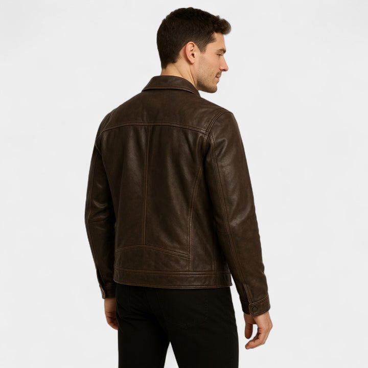 Giacca uomo in pelle di vitello opaca vintage – raffinata, decisa, silhouette quotidiana