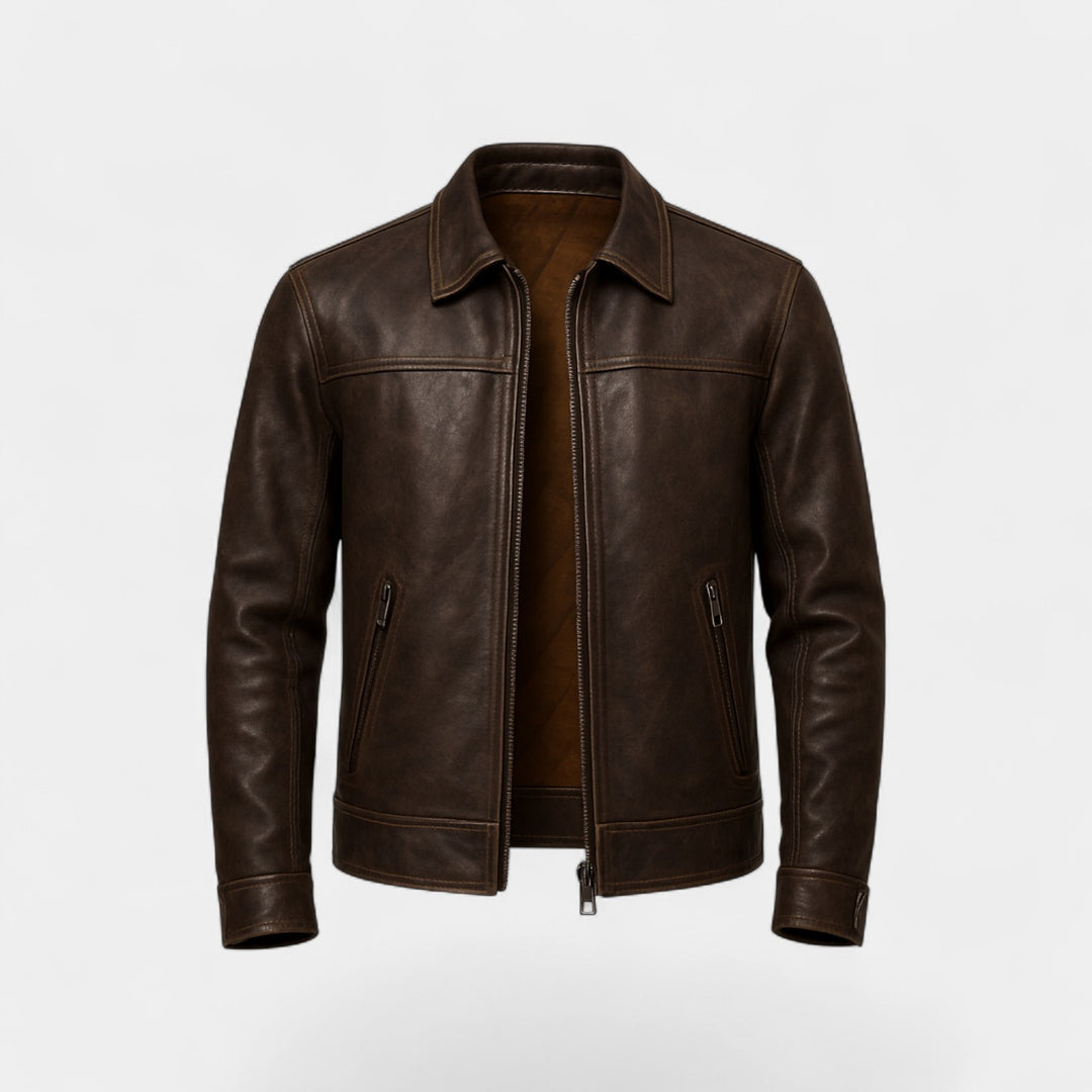 Giacca uomo in pelle di vitello opaca vintage – raffinata, decisa, silhouette quotidiana