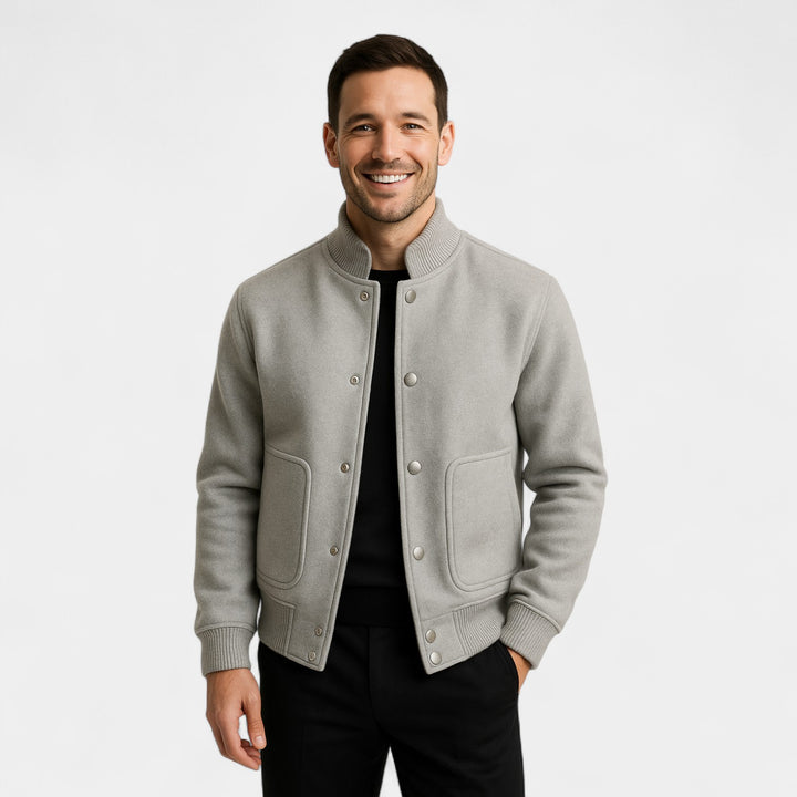 Herren Bomberjacke mit Stehkragen – einfarbig, raffiniert, legere Silhouette