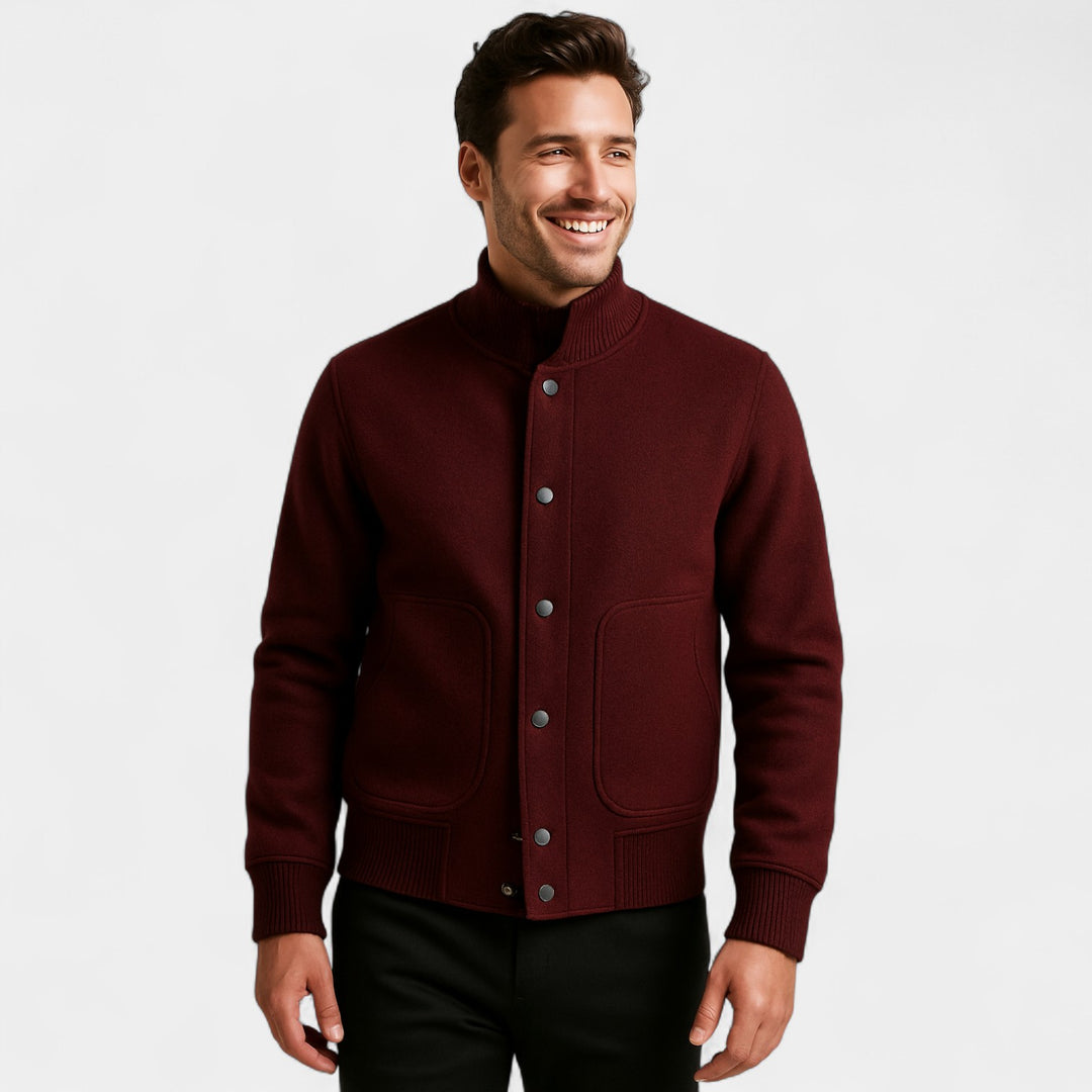 Herren Bomberjacke mit Stehkragen – einfarbig, raffiniert, legere Silhouette