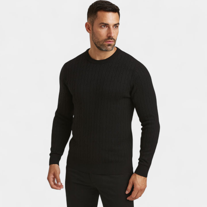 Maglione uomo maglia cotone slim fit – collo tondo motivo treccia