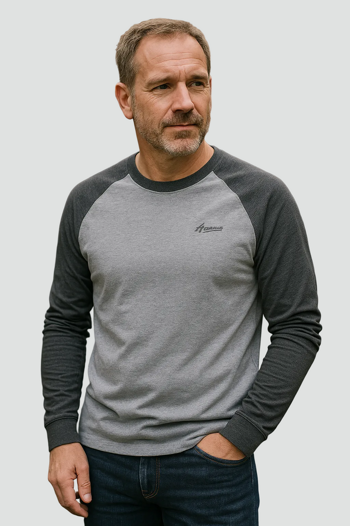 Men's Cotton Raglan Sleeve Shirt – Round Neck Casual Fit