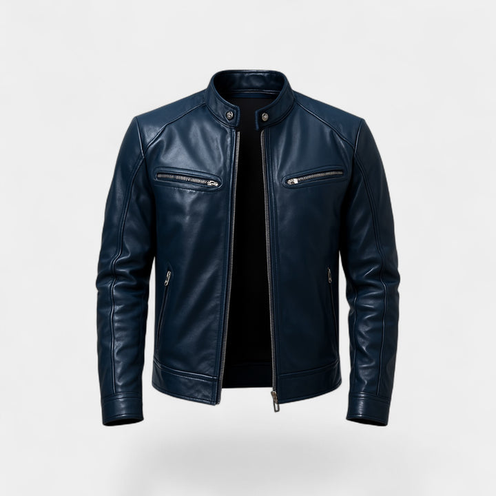 Herren Slim Fit Bikerjacke aus Leder – klassischer minimalistischer Streetwear-Stil
