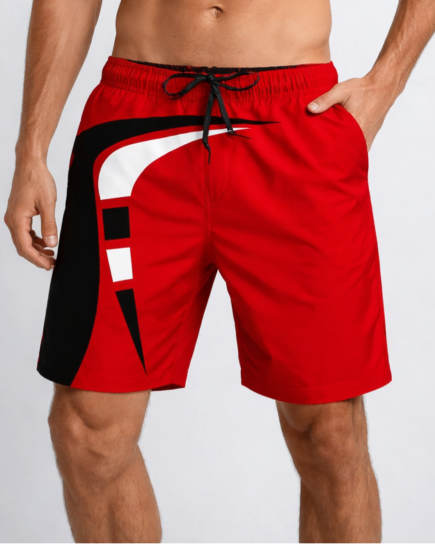 Men's Printed Swim Shorts – Adjustable Drawstring Waist