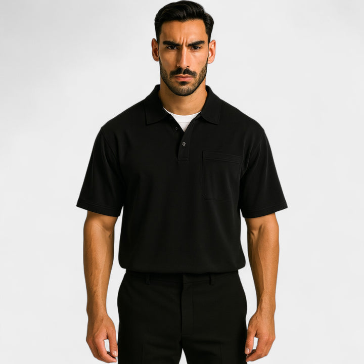 Herren-Polo aus einfarbiger Baumwolle – minimalistisches Design mit Tasche