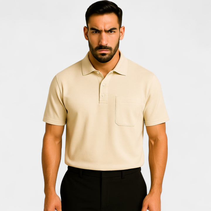 Herren-Polo aus einfarbiger Baumwolle – minimalistisches Design mit Tasche