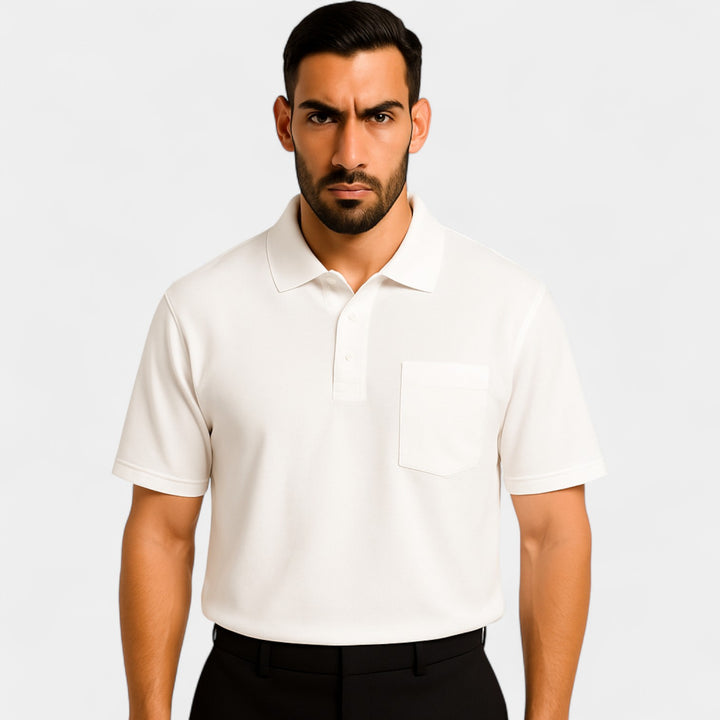 Herren-Polo aus einfarbiger Baumwolle – minimalistisches Design mit Tasche