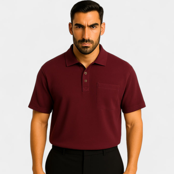 Herren-Polo aus einfarbiger Baumwolle – minimalistisches Design mit Tasche