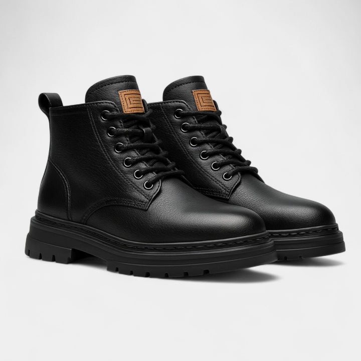 Retro Herrenstiefel aus PU-Leder – dicke, halbhohe Sohle